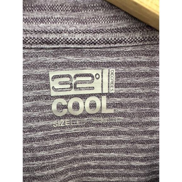 32 Degrees Cool Purple Stripe Short Sleeve Polo Shirt Men's Size Large - Picture 5 of 5